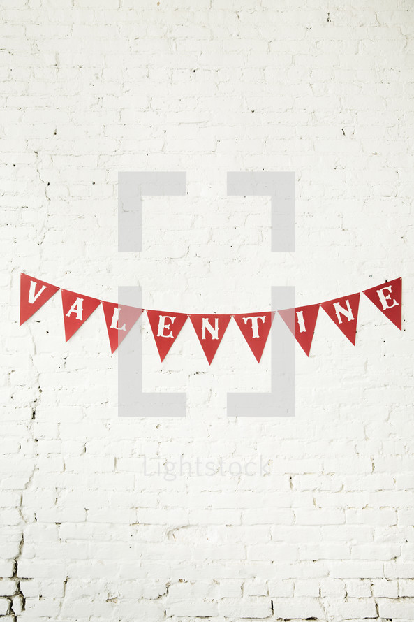 valentine banner on a white wall 