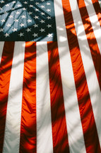 sunlight and Shadows on an American flag 