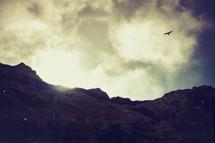 Soaring eagle and a mountain | Background | Light | Shine 
