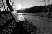 park bench along a path 