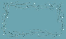 Branch and Floral Border on a Blue Background
