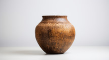 Old pottery on white background. 