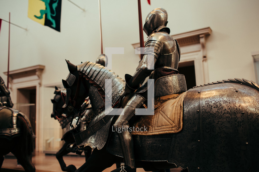 knight on an armored horse
