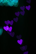 bokeh purple hearts 
