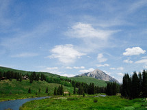 river and mountain peak 