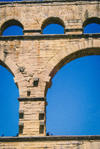 Close up of Pont du Gard viaduct