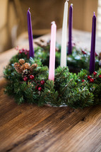 Advent wreath on a table 