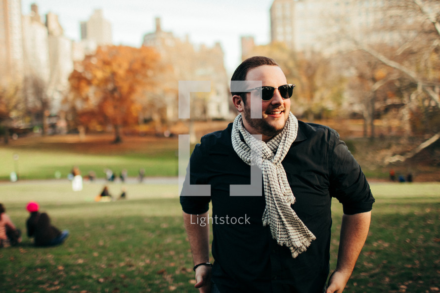 a man standing in Central Park 