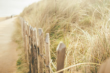 picket fence along a sand dune 