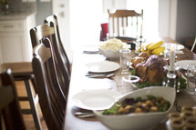 Table set for Thanksgiving dinner in home. 