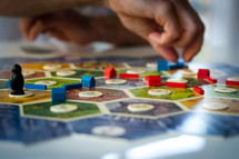 playing a board game 