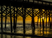 pier piling at sunset 