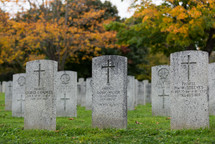 tomb stones in a cemetery 