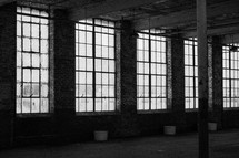 sunlight through windows in a warehouse 