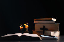 Bible and candlelight 