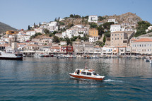 boats in a bay in Greece 