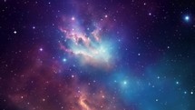 Fly through The Space travel nebula galaxy with millions of stars in deep universe background animation
