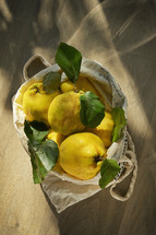 Sack of yellow pears