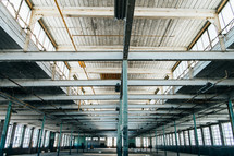 ceiling of an empty warehouse building 