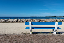 bench by a shore 