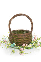 moss in a basket and Easter garland 