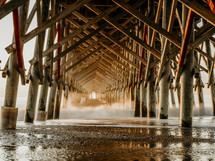 waves under a pier 