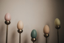 Easter eggs on candlesticks