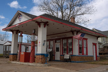Small town, vintage gas station
