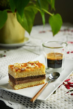 Crunchy Krantz Cake Walnut Cake and Espresso Coffee Cup