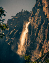 waterfall off a mountainside 
