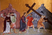 Painting of Jesus being led to the crucification, Podgorica Orthodox Cathedral, Montenegro.