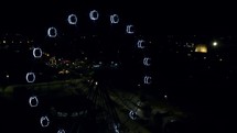 Ferris wheel in a night park. Volzhsky city. Russia