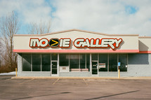 A closed Movie Gallery video rental store 