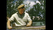 Menashe Heights, Israel, Circa 1940's. Color footage of everyday life in the Kibbutz. People working