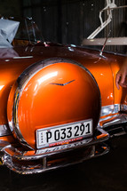 bumper and license plate on a vintage car in Cuba 