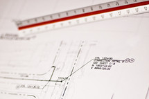 blueprints, keyboard, ruler, scale, construction, design, build