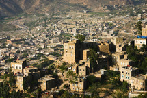aerial view over a city in Yemen 