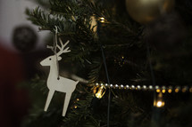 reindeer ornament on a Christmas tree 