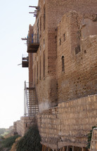 Small balconies on the permitter wall. Erbil, longest, continually inhabited city in the world, Kurdistan, Iraq
