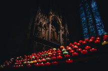 prayer candles in a cathedral 