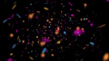 Flying Colorful Particles Swirl On Alpha Loop For Holi