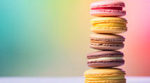 colorful French macaroons stacked