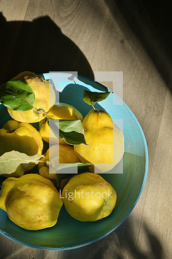 Bowl of yellow pears