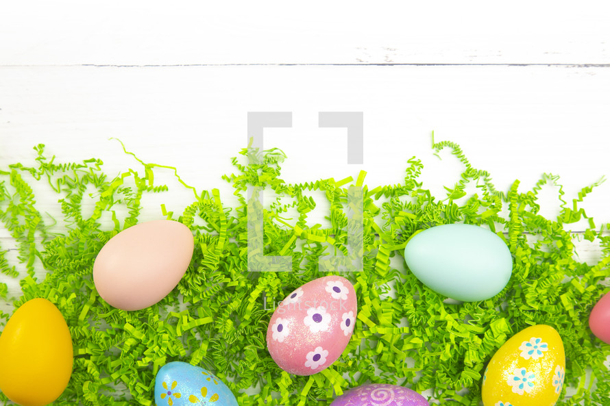 Easter eggs in Easter grass 