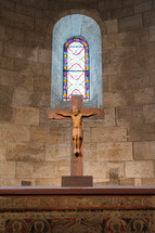 crucifix on an altar 