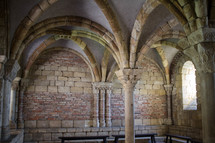 arched stone supports in the Cloisters 