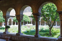 arched walkway and gardens 