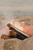 fire on a beach 