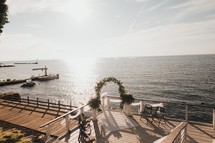 seaside wedding on a dock 