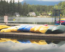 canoes on a dock 